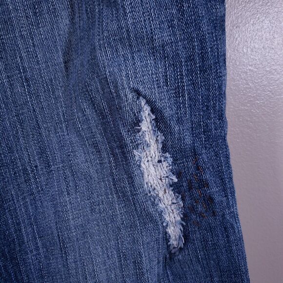 American Eagle Jeans Women's 34x30 Stretch Boot Distressed Embroidered Denim - Picture 14 of 16